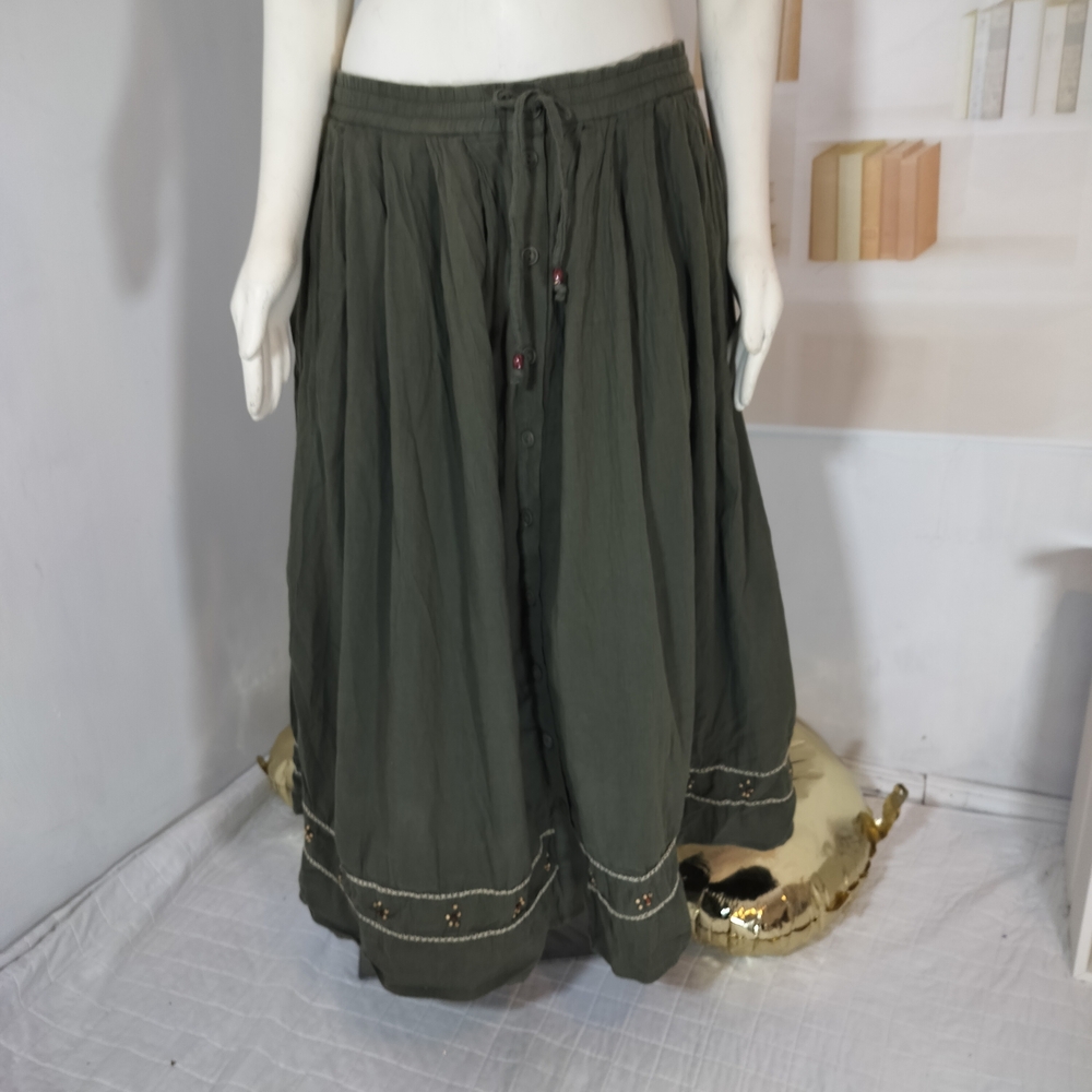 Elegant Dark Green A-Line Skirt